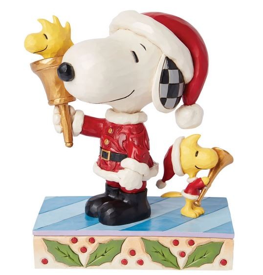 Jim Shore Figur, Peanuts Figur, Jim Shore Peanuts, 6015039, Snoopy & Woodstock Bell Ringing, Christmas Bells, Santa Bells, Weihnachtsglocken, Snoopyfigur