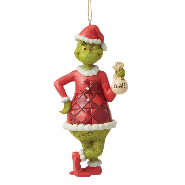 Der Grinch, Grinch, Jim Shore, The Grinch by Jim Shore, 6012708, Grinch with bag of Coal Ornament, Grinch mit Kohlensack, Grinch Weihnachtsanhänger