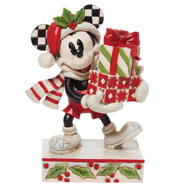 Disney Traditions, Jim Shore, Jim Shore Disney, 6010869, Mickey with Stack of Presents, Micky mit Geschenken, Jim Shore Disney Traditions, Jim Shore Disney Figur, Jim Shore 6010869, Heartwood Creek 6010869
