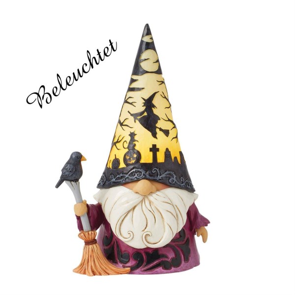 Jim Shore, Heartwood Creek, Halloween, Spooktacular Night LED Gnome, Wizard, Zauberer, Herbstdeko, Halloweendeko, Halloweenfigur, 6016639, Jim Shore Gnome