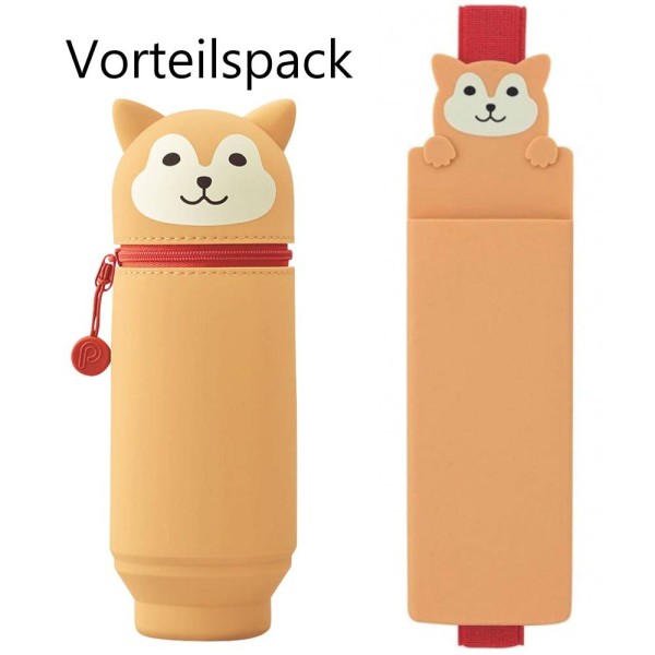 PuniLabo, Punilabo, Lihit Lab, Federtasche und Stiftehalter, stehende Federtasche, Pencil Case, animal, Tiere, innovativ, innovative, stand up pen case, Buchband Stifteetui, Vorteilspack, Shiba Inu Hund