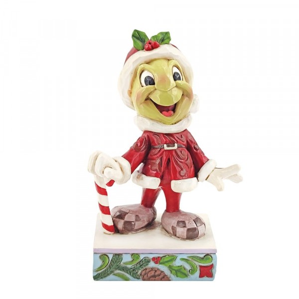 Disney Traditions, Jim Shore, Jim Shore Disney, Disney Traditions Collection, 6008986, Be Wise and Merry, Christmas Jiminy Cricket, Jiminy Grille Weihnachtsfigur, Jim Shore Disneyfigur, Jiminy Cricket Weihnachtsmann, Pinocchio