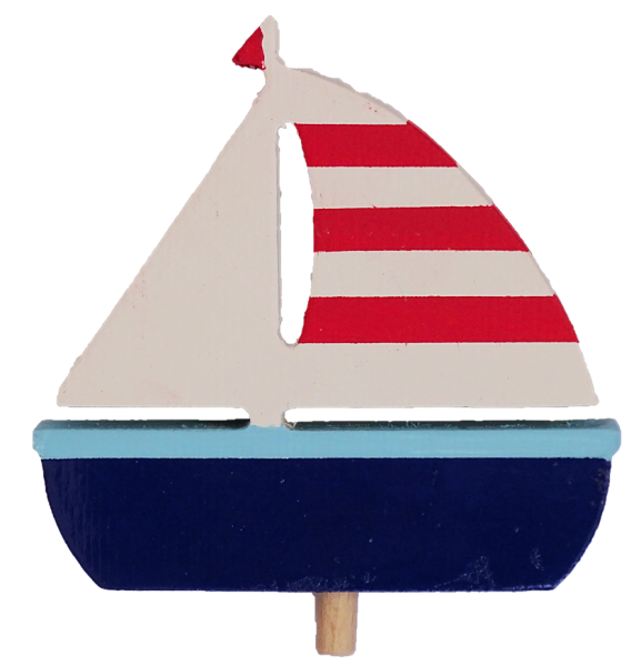 Segelschiff, blauer Rumpf -Steckfigur für Kerzenring