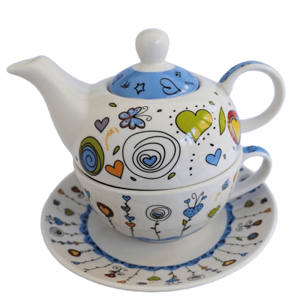 Tea for One, Teekannen-Set Blumen und Herzen, Tasse, Teekanne, Kanne, Tea for One Flower, 10018293