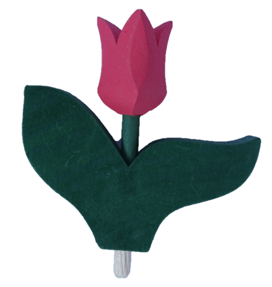 Tulpe mit Blatt, rosé / rosa -Steckfigur für Kerzenring