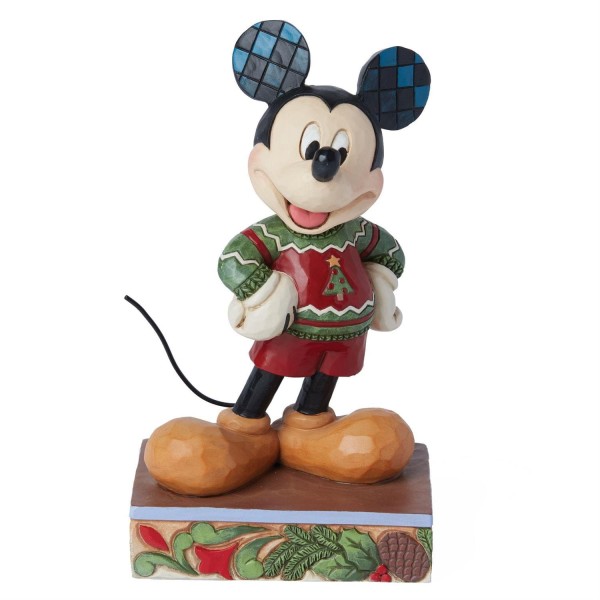 Jim Shore, Disney Traditions, Jim Shore Disney, 6015002, Christmas Sweater Mickey Mouse, Weihnachtspullover Micky Maus, All Decked Out Jim Shore Disneyfigur, Jim Shore Weihnachtsfigur