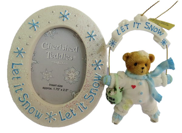 Cherished Teddies, Let It Snow Ornament, Anhänger, Weihnachtsanhänger, 118388, Priscilla Hillman, Cherished Teddies Ornament, Cherished Teddies Bilderrahmen