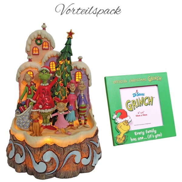 Vorteilspack Grinch Carved By Heart & Bilderrahmen beleuchtet, Grinch Jim Shore 6008890